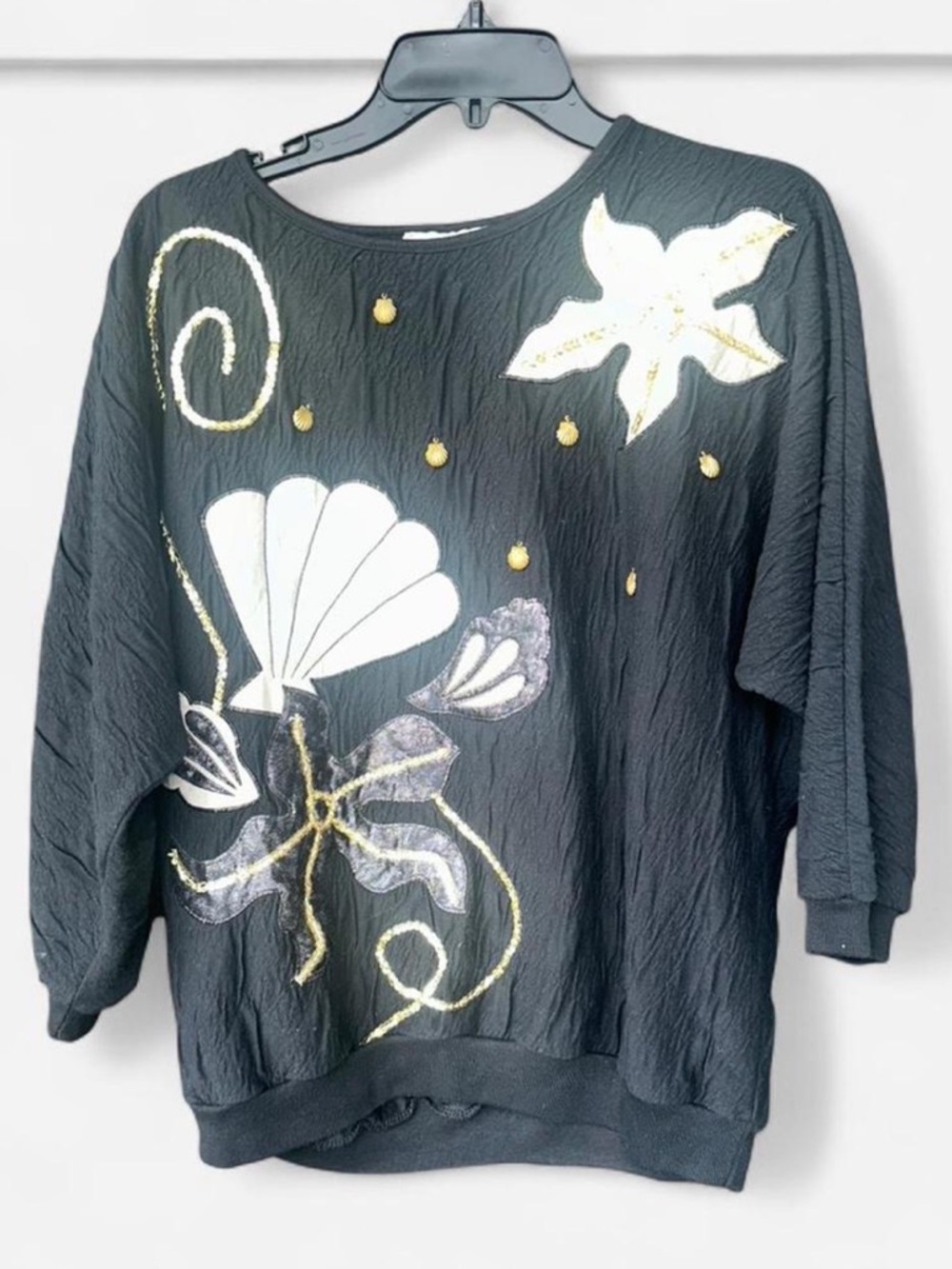 RAFAEL Black Embellished Sea Motif Sweatshirt